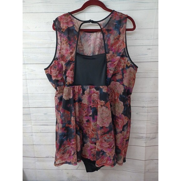 Torrid Swimsuit Swim Dress Peplum Underwire Floral Mesh Plus 6D/DD - Picture 5 of 8